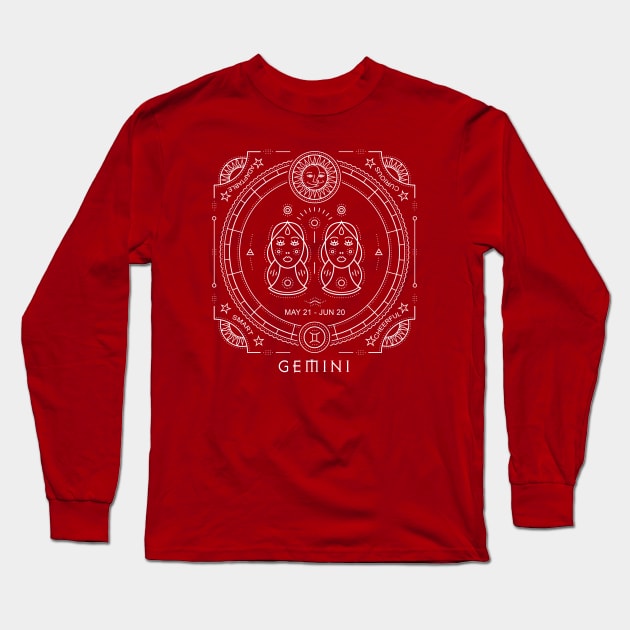 Gemini Astrological Zodiac Sun Sign Long Sleeve T-Shirt by Pine Hill Goods